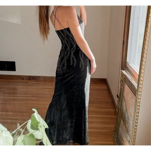 Tiffany Designs 100% Silk Black Beaded Dress Size 4 - Picture 3 of 9